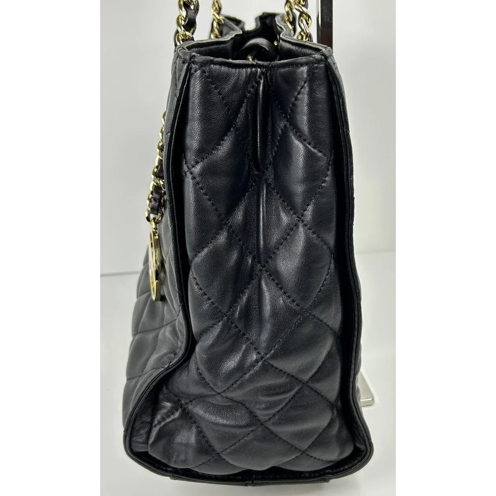 Michael Kors Satchel Susannah Leather Quilted Double Handle Large Black CLEAN A+